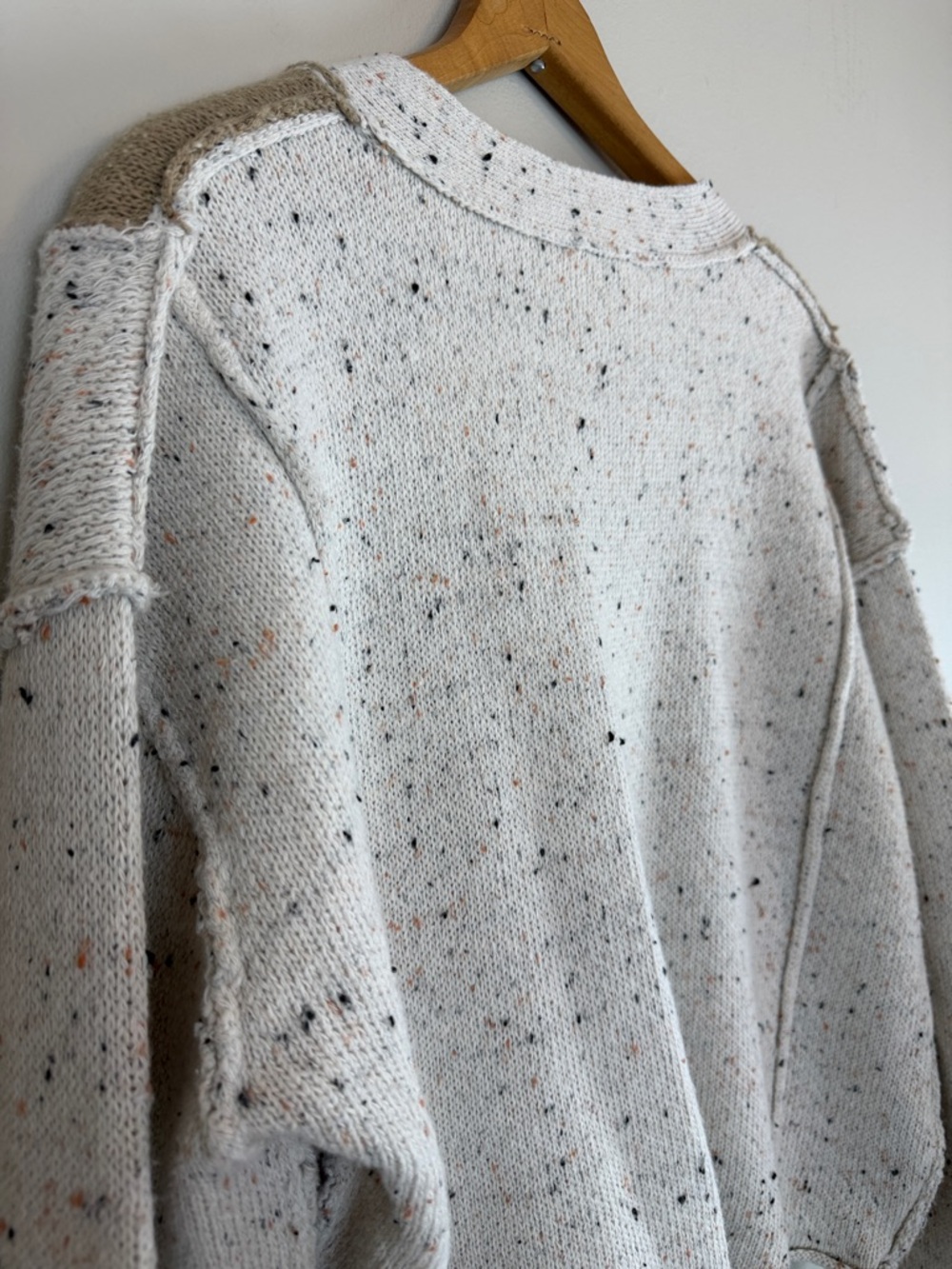 Hem & Thread Funfetti Block Cardigan Women’s Size Medium Tan Cream - Picture 8 of 9